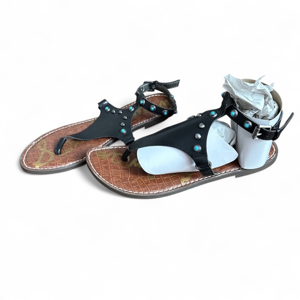 Sam Edelman Black and Brown Casual Sandals with Leather Straps